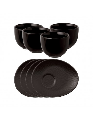 Set 4 tazzine con piattino Onyx